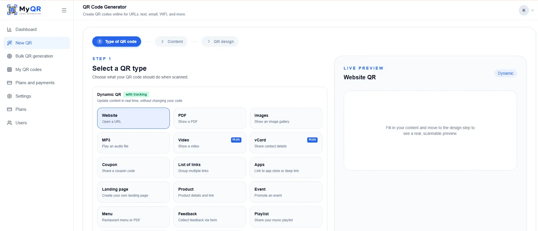 QR code generator preview